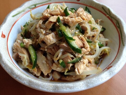 鶏チャーシューともやしの中華和え♪